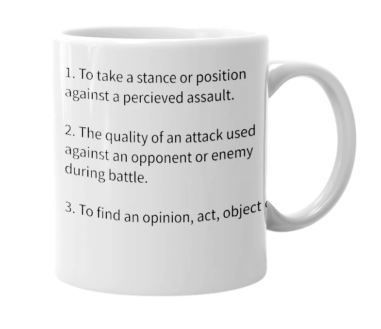 White mug with the definition of 'Offensive'