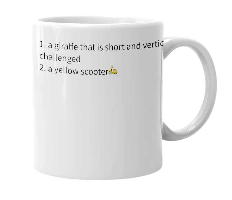 White mug with the definition of 'shiraffe'