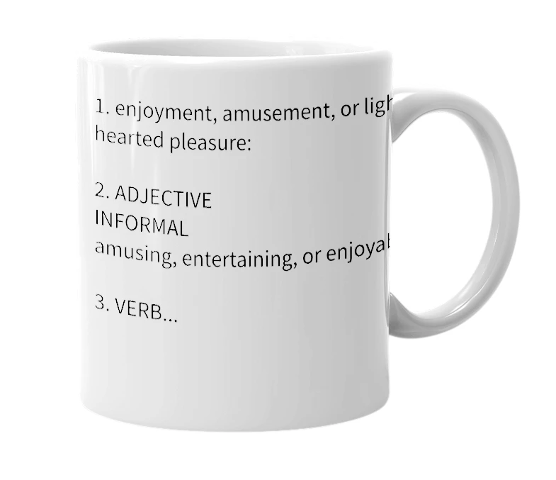 White mug with the definition of 'Fun'