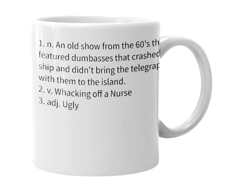 White mug with the definition of 'Gilligan's Island'