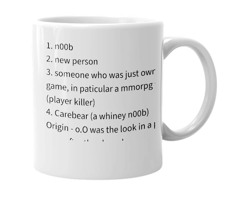 White mug with the definition of 'o.O'