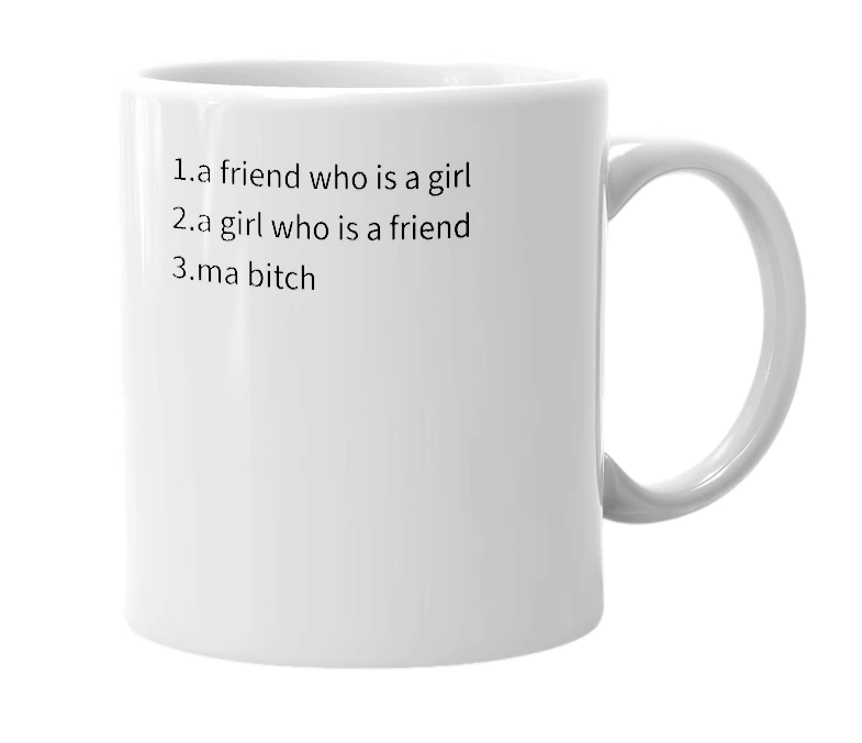 White mug with the definition of 'girlfriend'