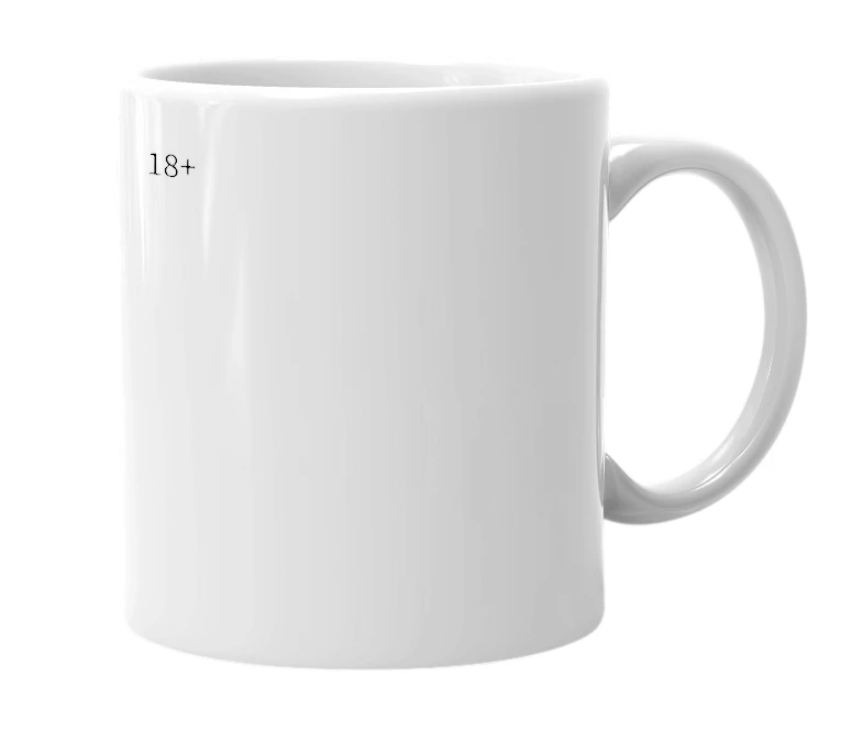 White mug with the definition of 'pegi 18'