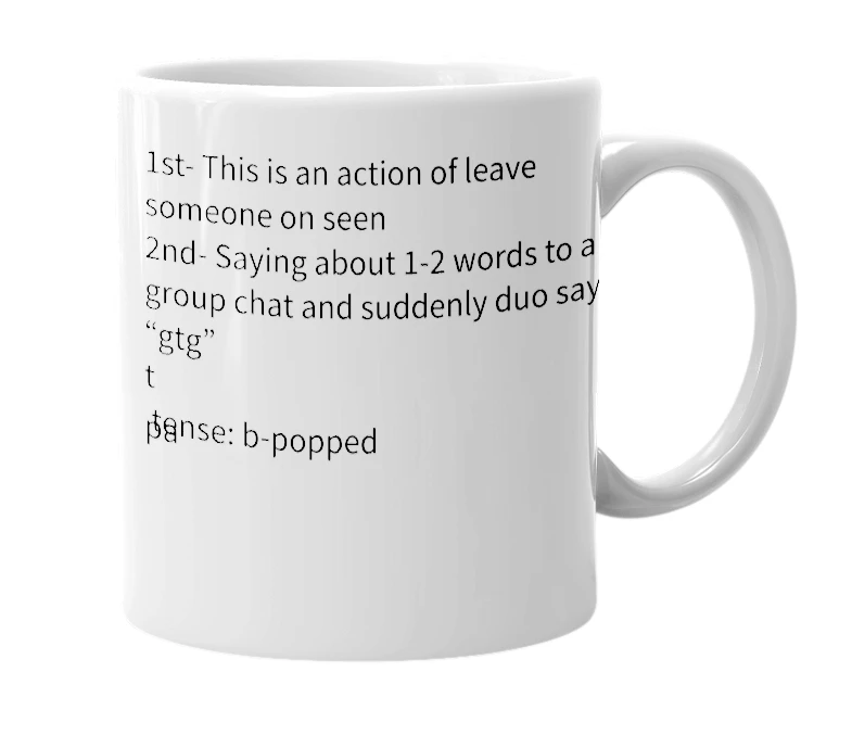 White mug with the definition of 'b-pop'