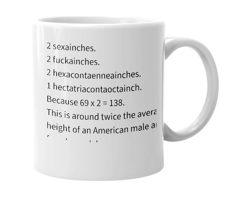 White mug with the definition of '11 Feet 6 Inches'