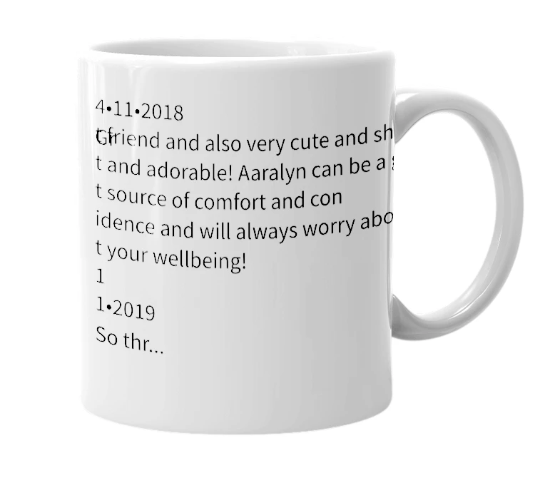 White mug with the definition of 'Aaralyn'