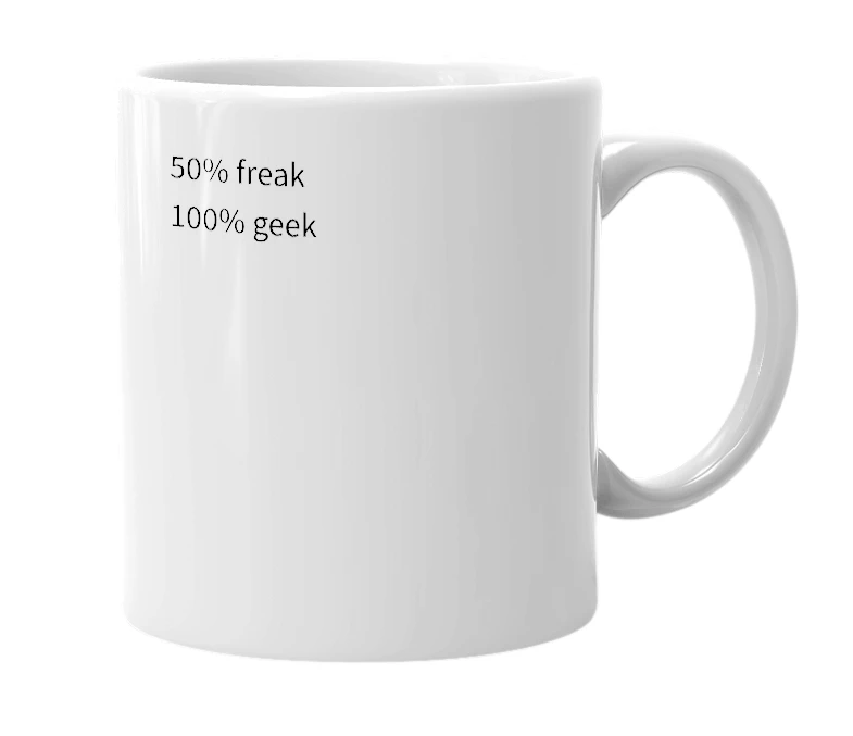 White mug with the definition of 'Freakgeek'