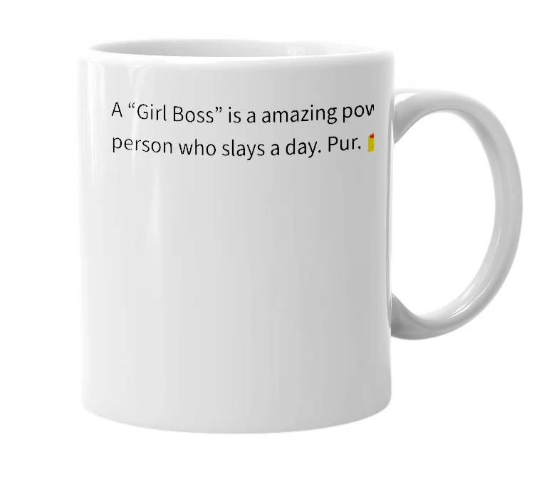 White mug with the definition of 'Girl Boss'
