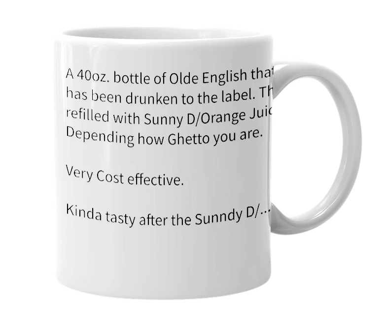 White mug with the definition of 'Compton Sunrise'