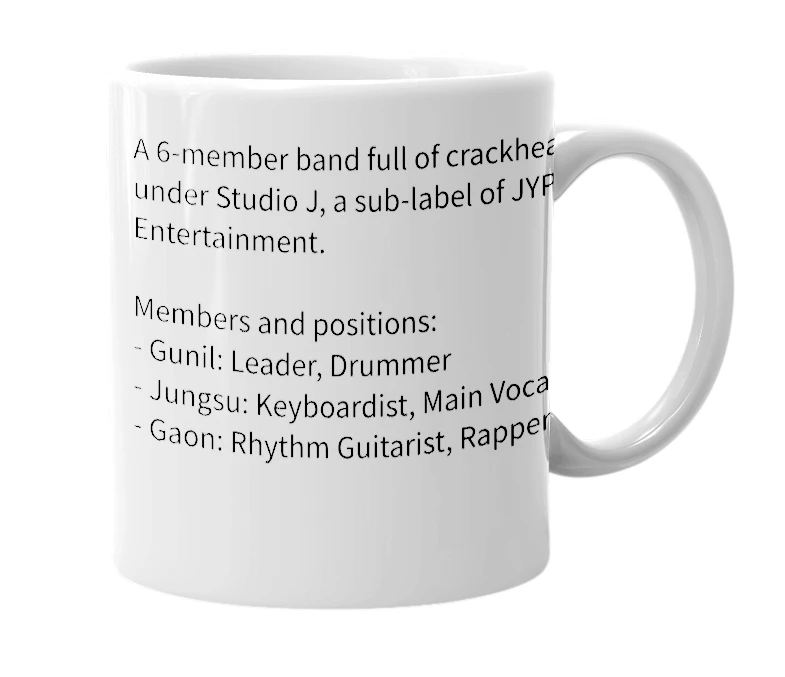 White mug with the definition of 'Xdinary Heroes'