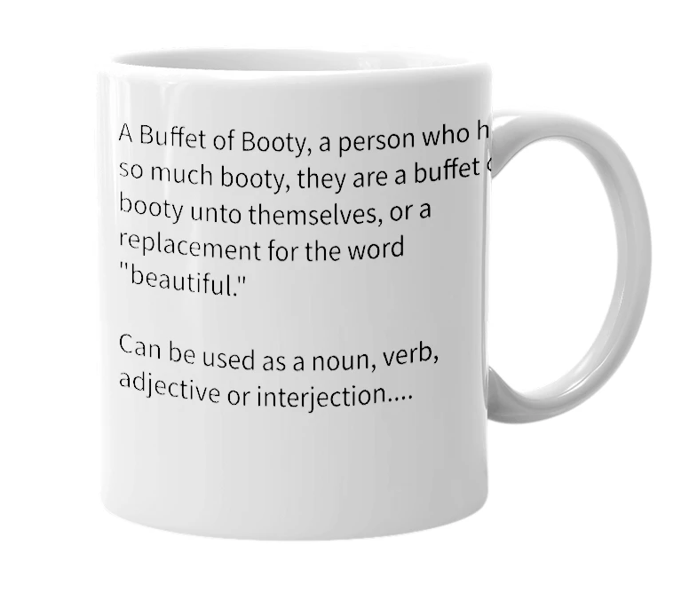 White mug with the definition of 'Bootyfet'