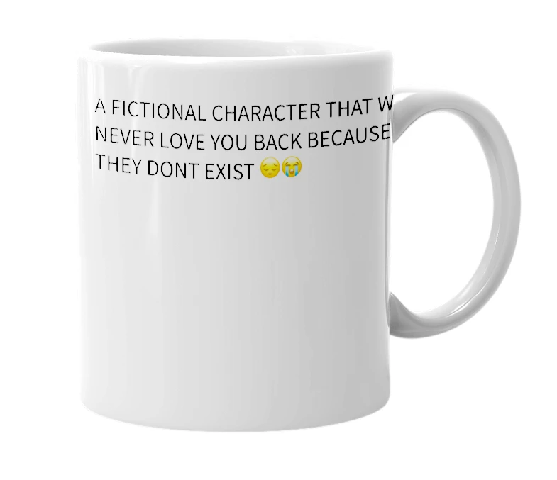 White mug with the definition of 'Husbando'