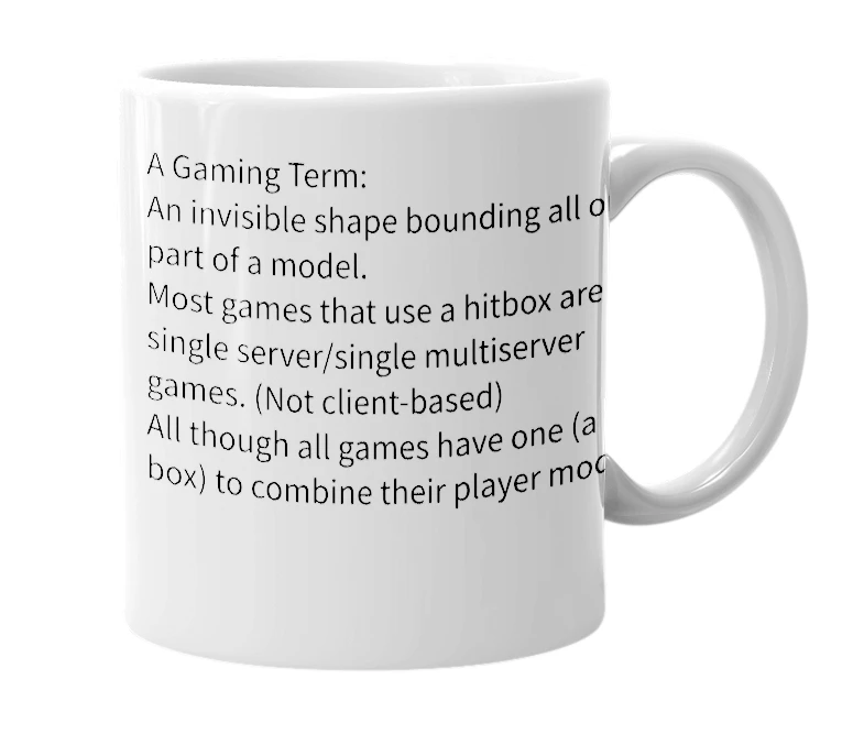 White mug with the definition of 'Hitbox'