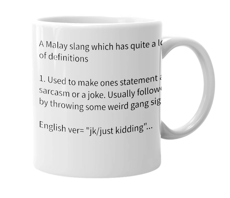 White mug with the definition of 'Ciked'