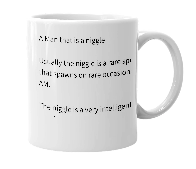 White mug with the definition of 'Niggle Man'