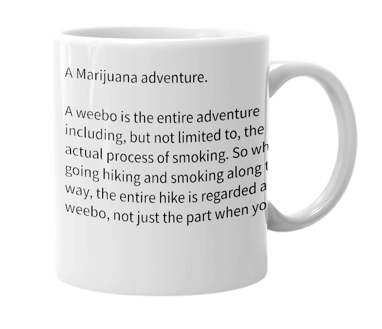 White mug with the definition of 'weebo'