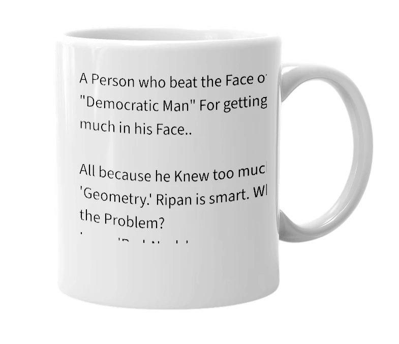 White mug with the definition of 'Ripan'