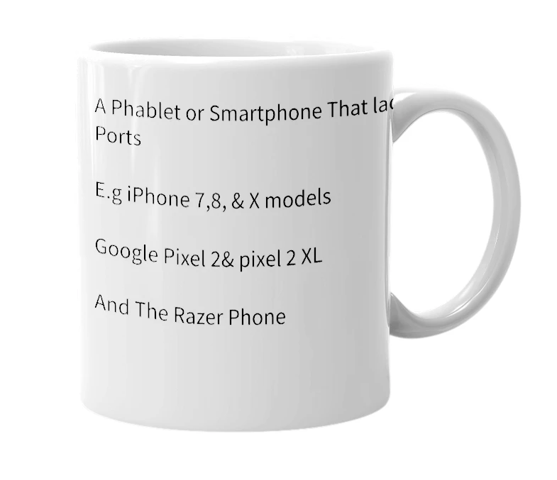 White mug with the definition of 'donglephone'