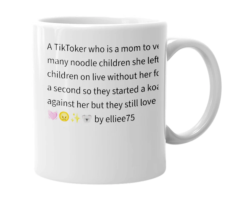 White mug with the definition of 'Gettelag (aka momma noodle)'