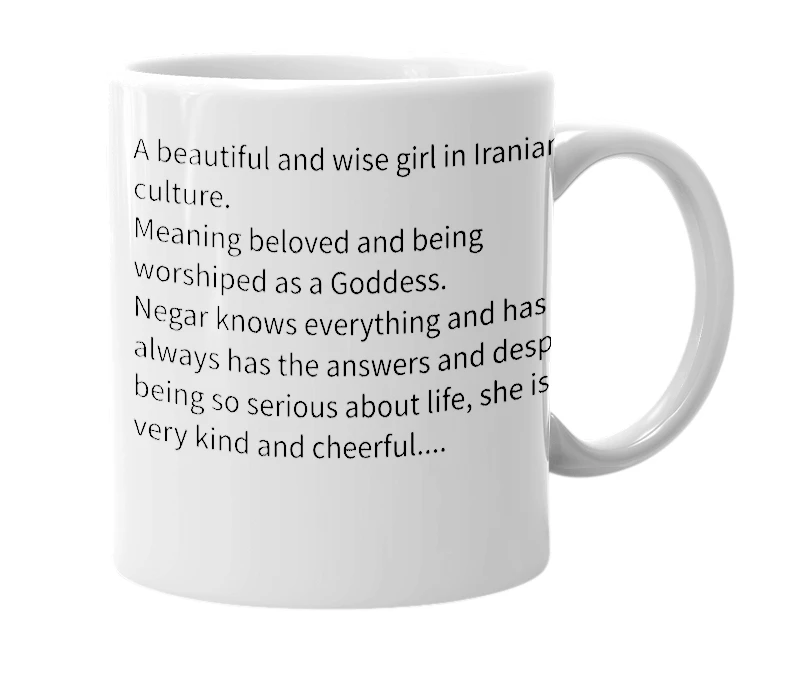 White mug with the definition of 'Negar'