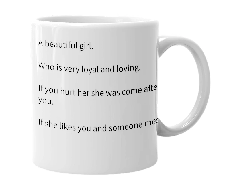 White mug with the definition of 'leontra'