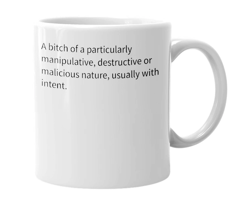 White mug with the definition of 'writhing bitch'