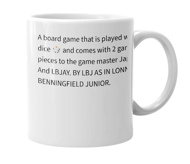White mug with the definition of 'RELBJALOOD SPORT'