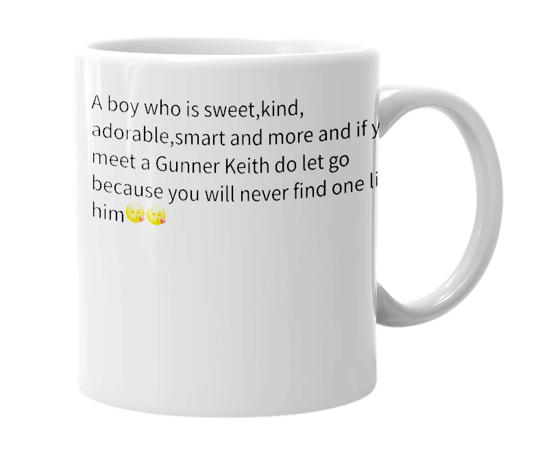White mug with the definition of 'gunner keith'