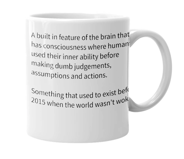 White mug with the definition of 'Common Sense'