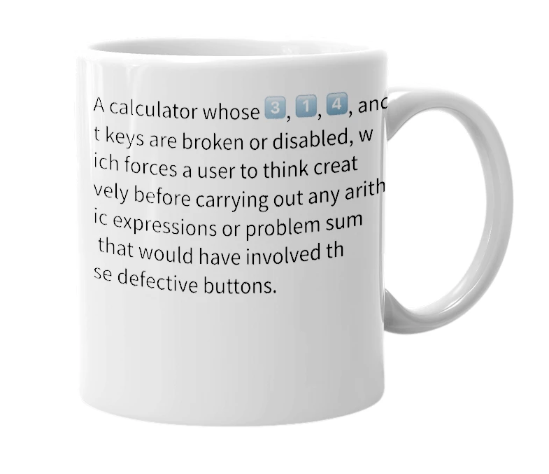 White mug with the definition of 'Piculator'