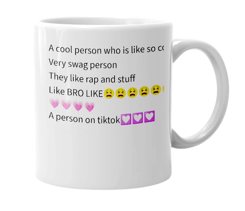 White mug with the definition of 'puffyzfish'