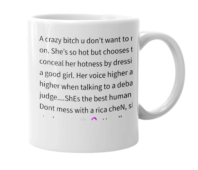 White mug with the definition of 'erica chen'