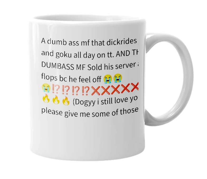 White mug with the definition of 'Dogyy1x'