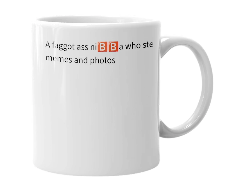 White mug with the definition of 'Meme Theif'