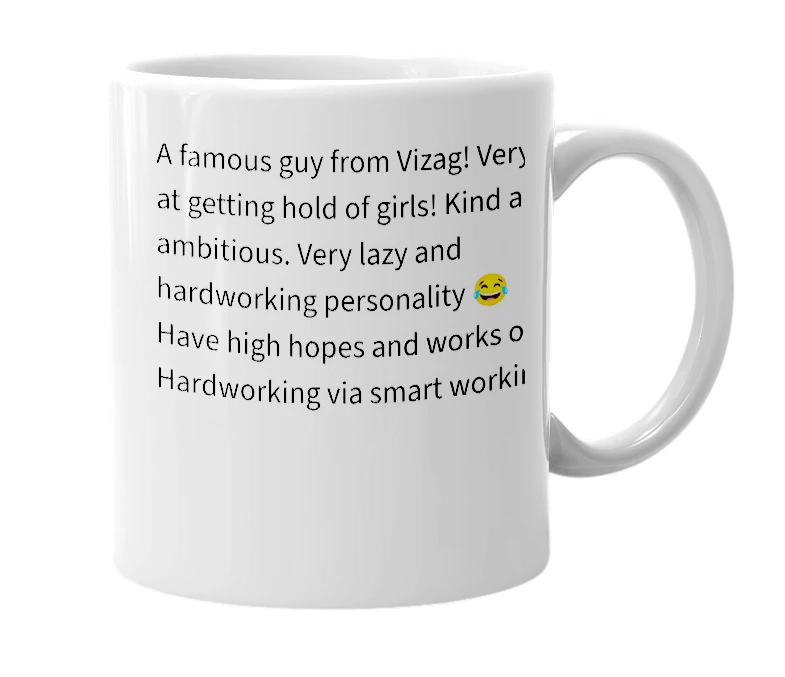 White mug with the definition of 'vinnar'