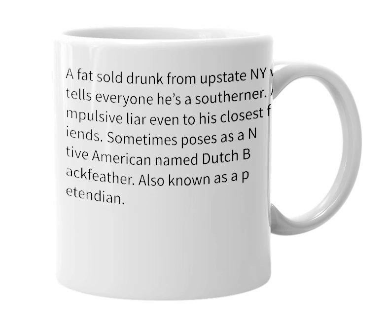 White mug with the definition of 'Caw caw'