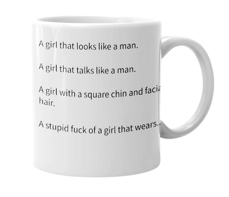 White mug with the definition of 'Mush Bird'