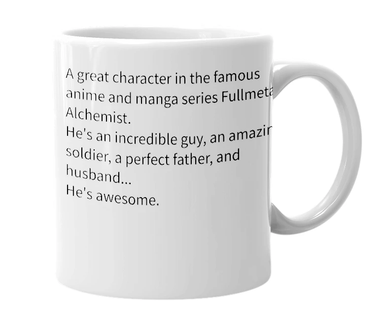 White mug with the definition of 'Maes Hughes'