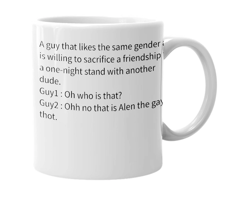 White mug with the definition of 'Alen'