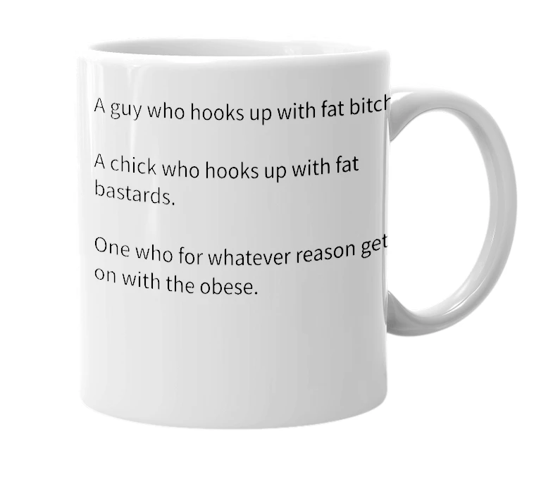 White mug with the definition of 'Chubby Chaser'