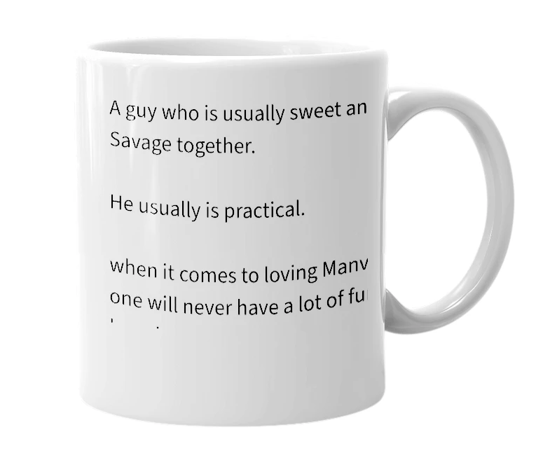 White mug with the definition of 'Manvendra'