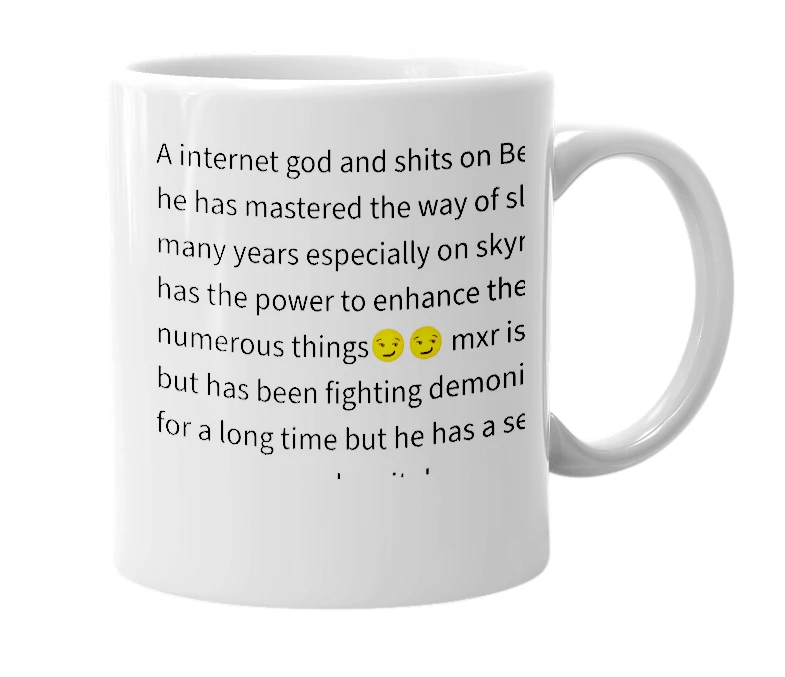 White mug with the definition of 'mxr mods'