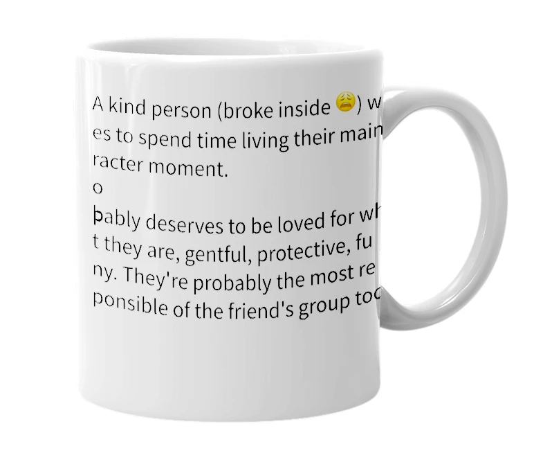 White mug with the definition of 'Sakyna (aka zukini)'