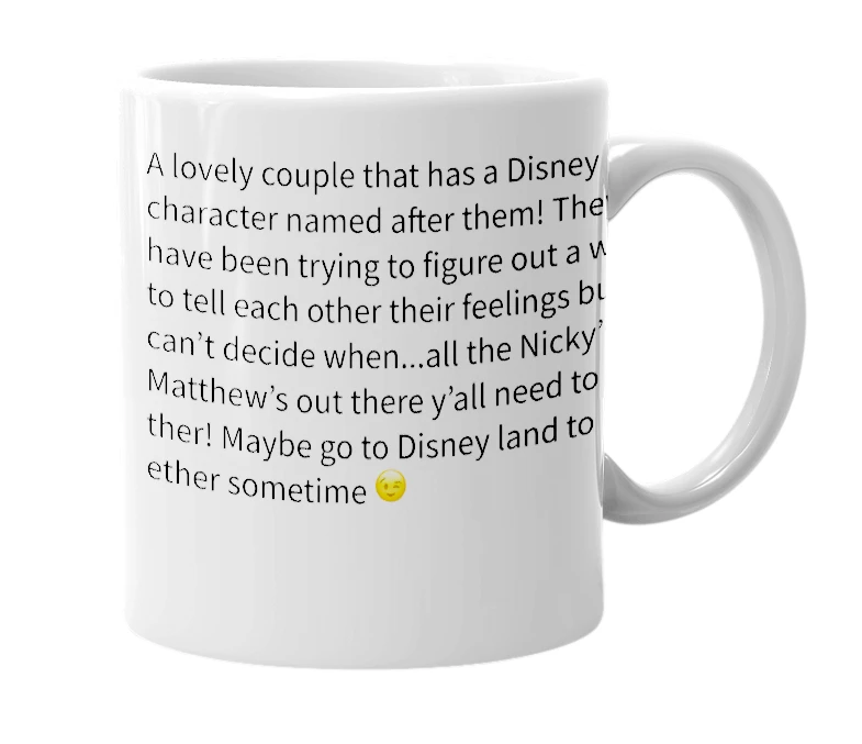 White mug with the definition of 'Micky'