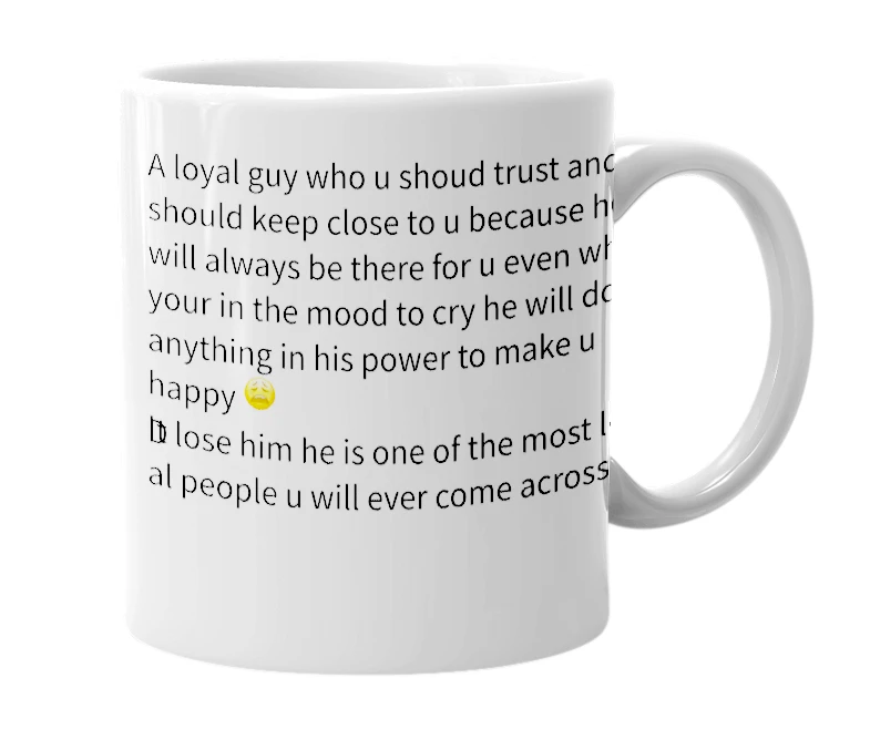 White mug with the definition of 'Player X'