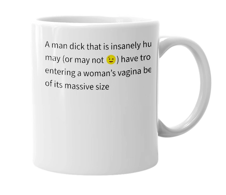 White mug with the definition of 'Oversized Package'