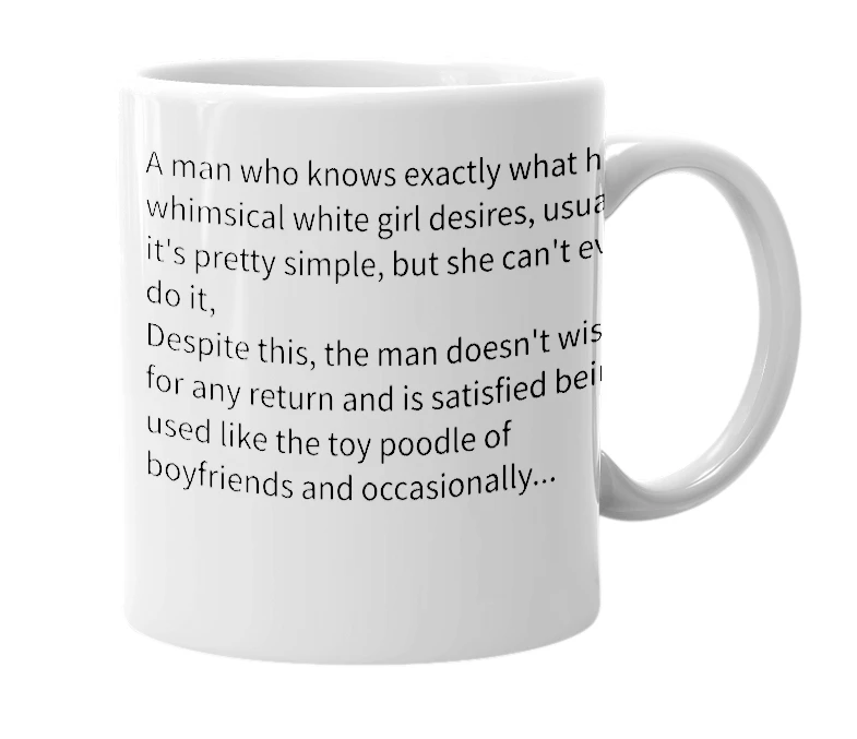 White mug with the definition of 'the ultimate women respecter'