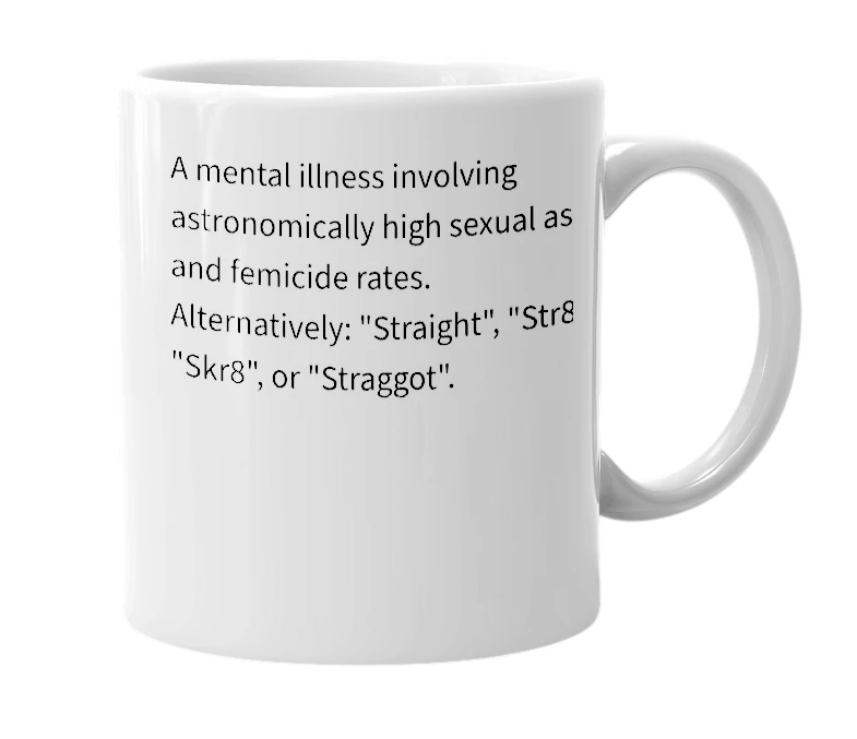 White mug with the definition of 'Heterosexuality'