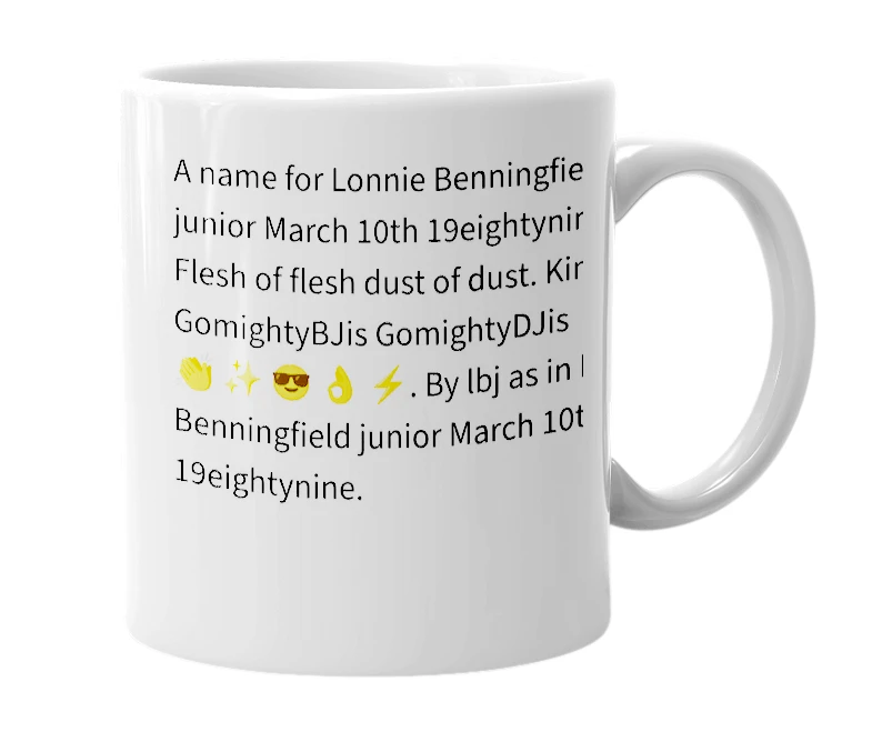 White mug with the definition of 'MuahLONNBE'