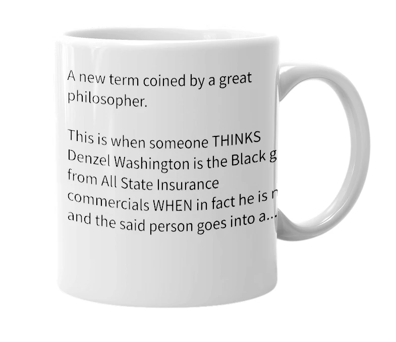 White mug with the definition of 'The Haysbert Effect'